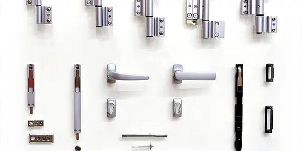 Door hardware such as handles and hinges