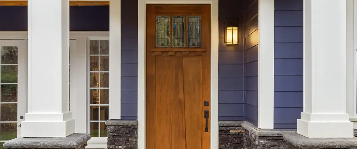 brown wood door installed in Athens Alabama